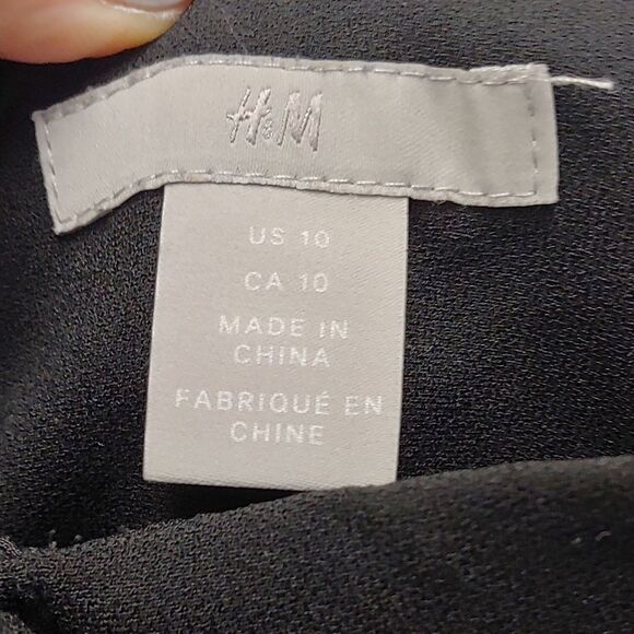 H&M High Rise Pleated Pants Trousers Sz 10 Black - Picture 9 of 12